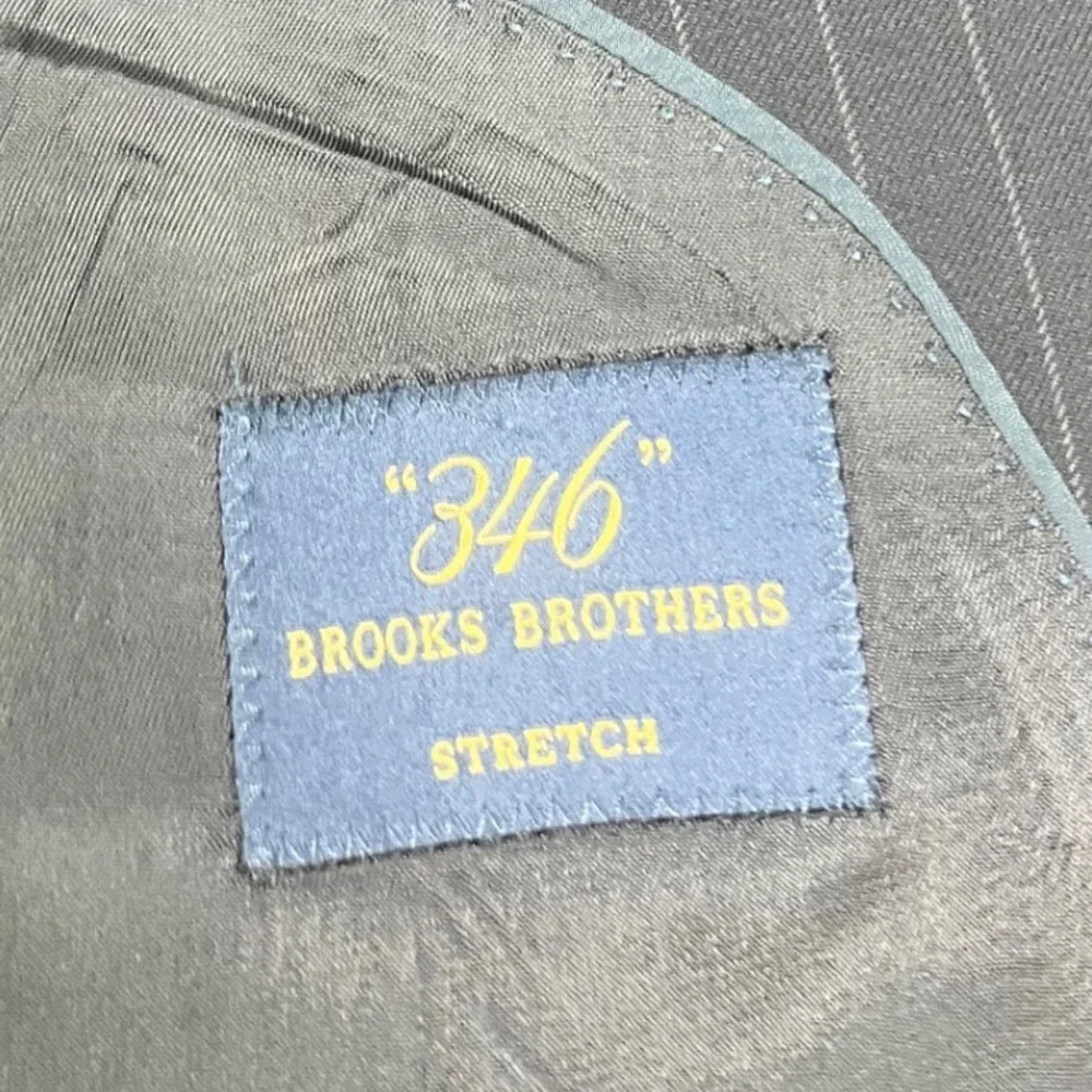 Brooks Brothers 346 Mens Navy Blue Pinstripe Wool Stretch Suit Jacket Blazer 48R